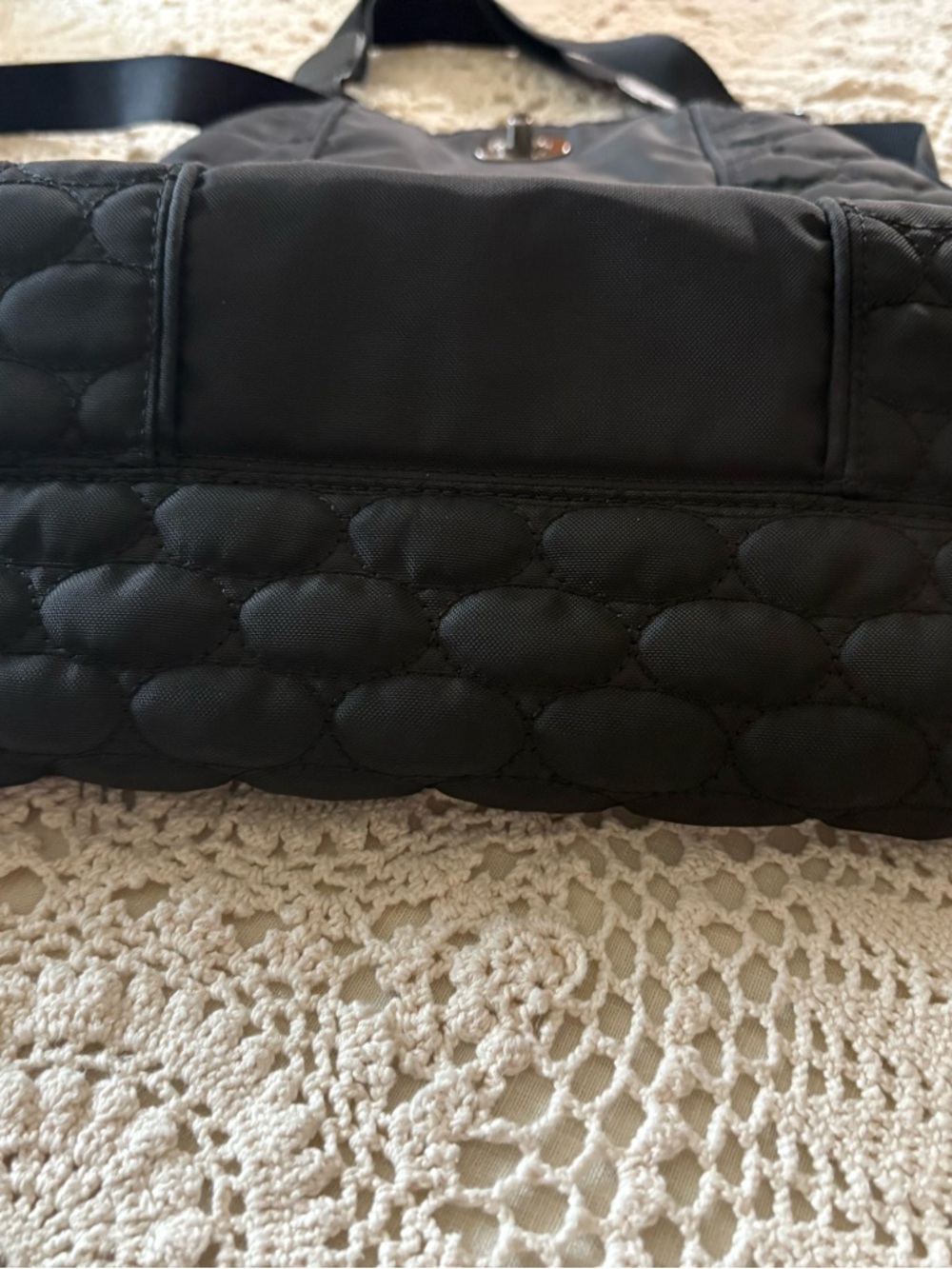 Black Quilted Shoulder Bag with Turn-Lock Closure - Picture 4 of 8